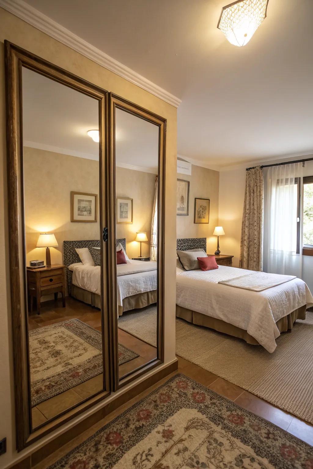 Mirrors create a sense of spaciousness and enhance natural light.