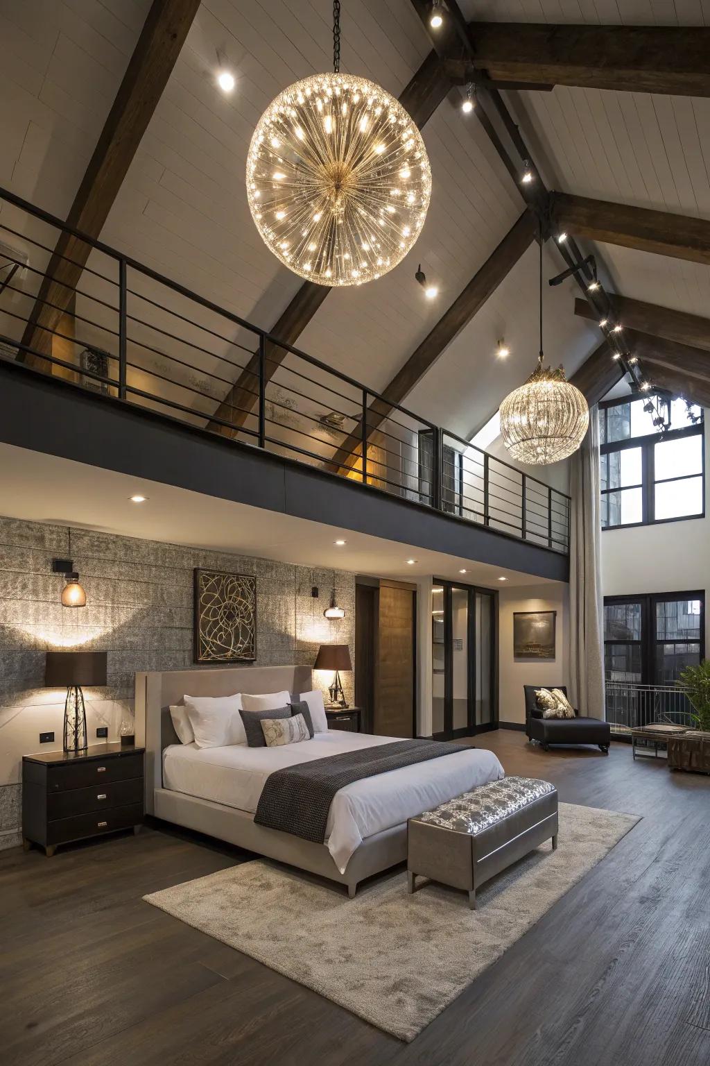 Use striking lighting fixtures to illuminate your loft.