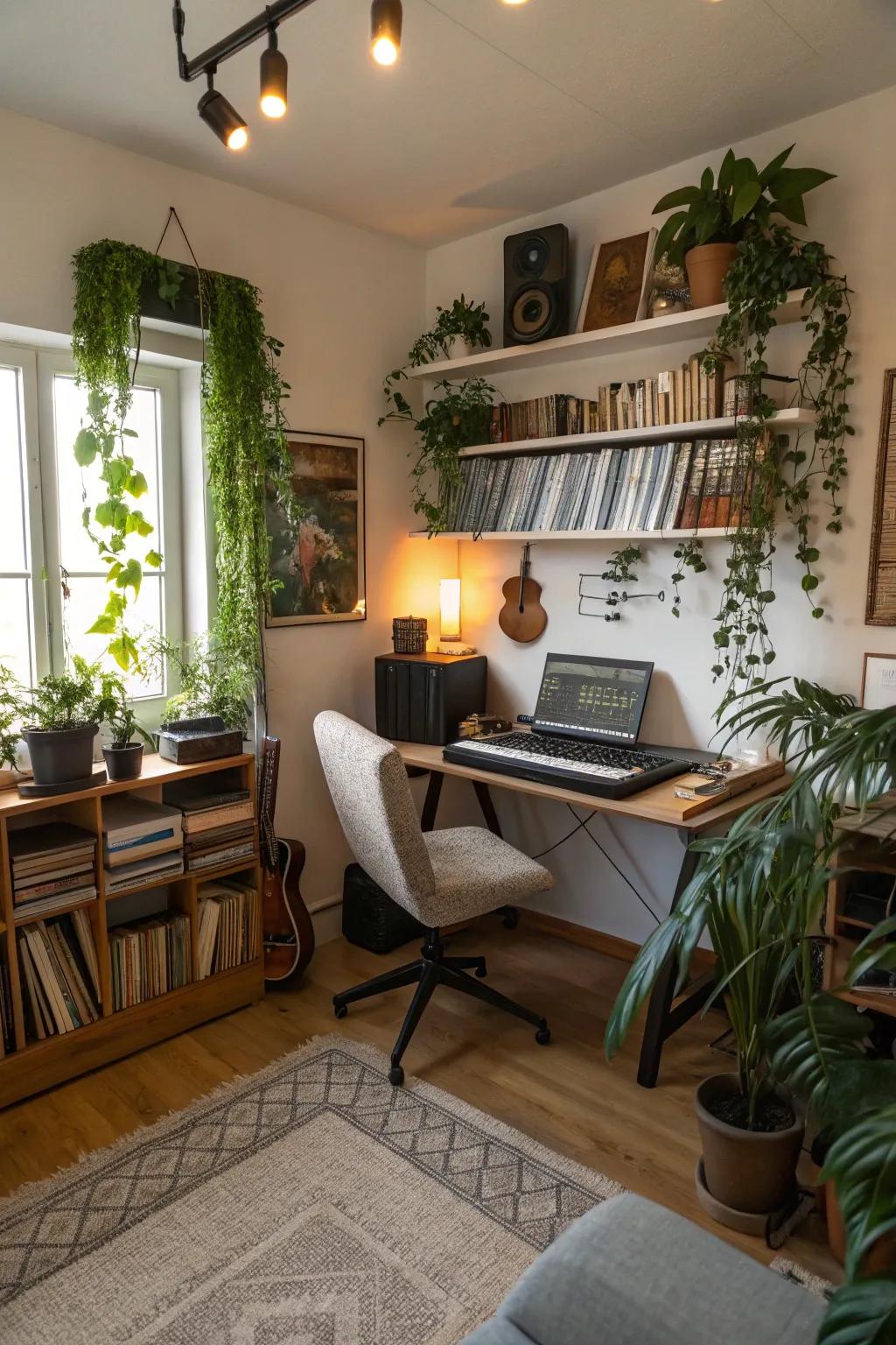 Houseplants add a breath of fresh air and inspiration to your music studio.