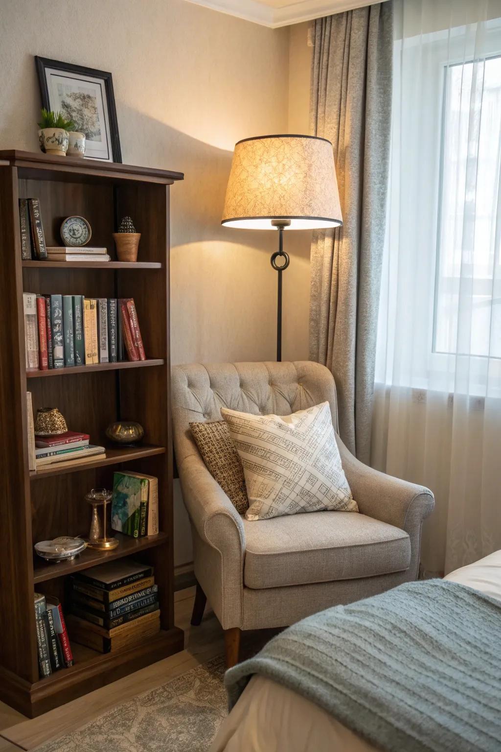 Design a peaceful reading corner for your bedroom.
