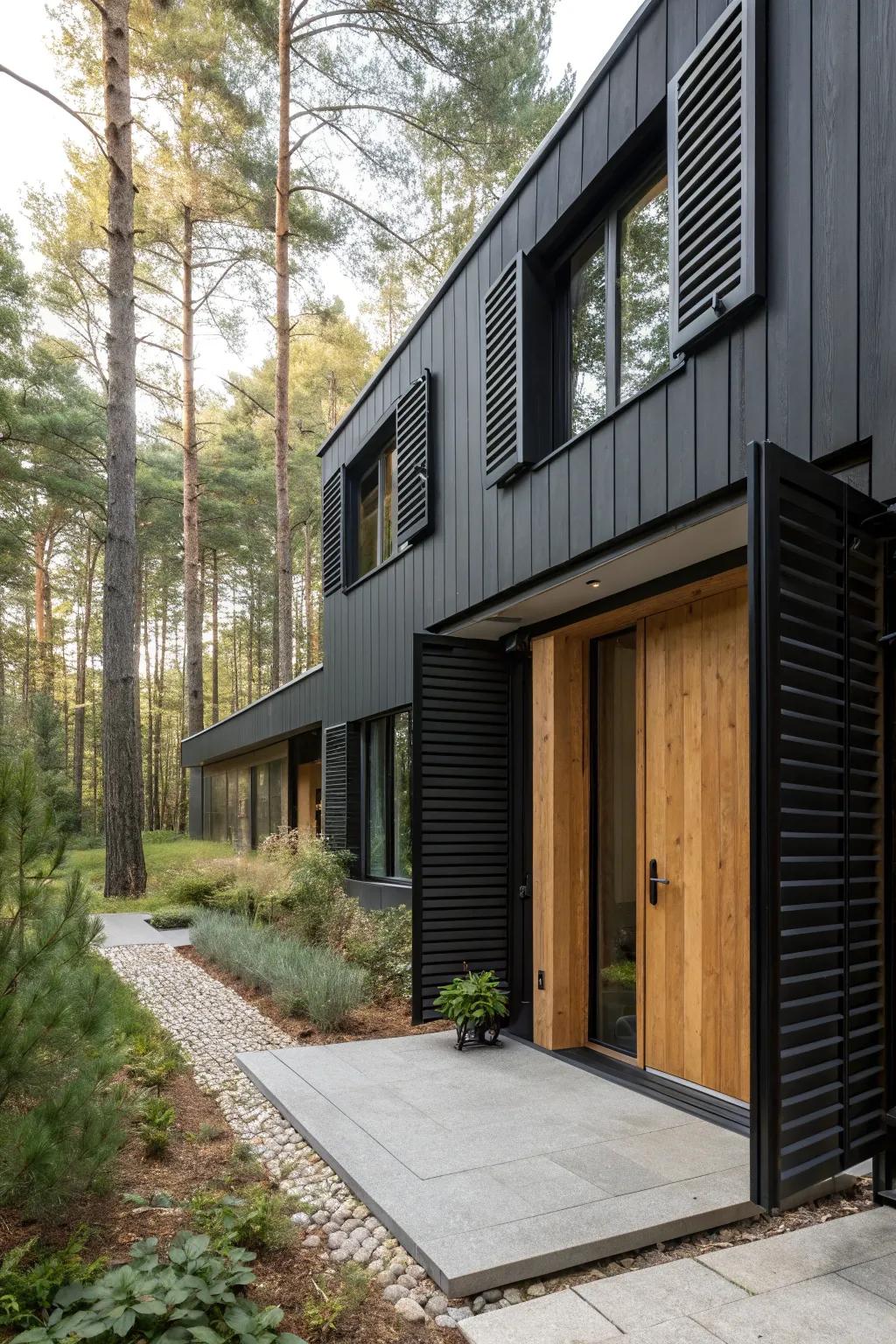 Classic ebony meets toasty wood in this sophisticated pairing.