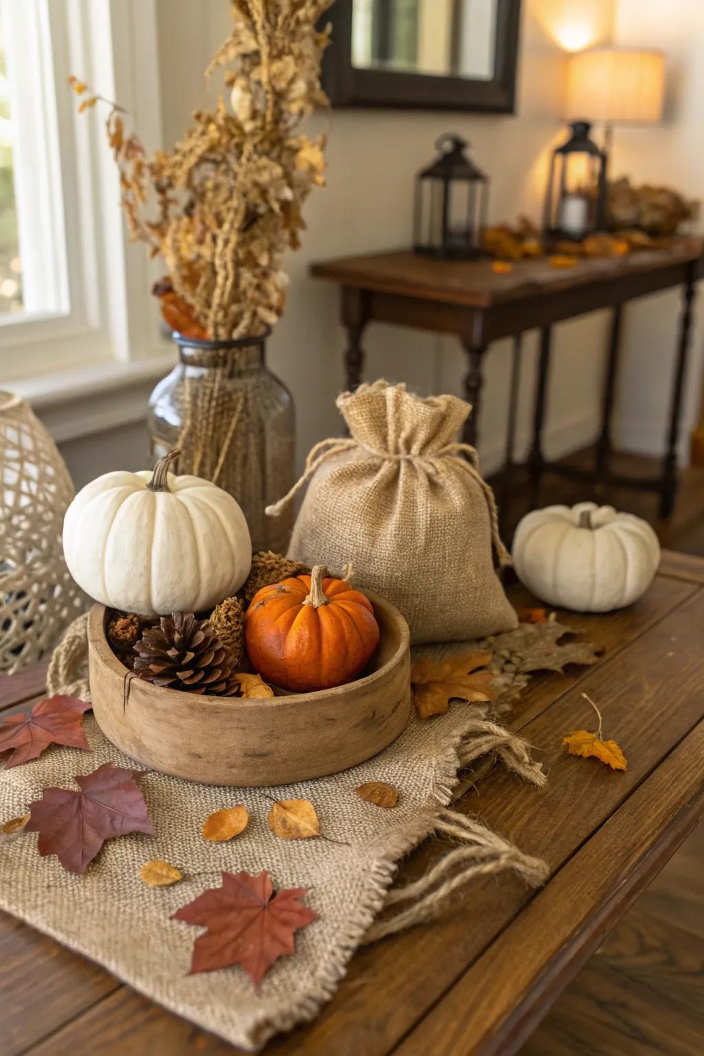Embrace country style with organic textures in your fall decor.