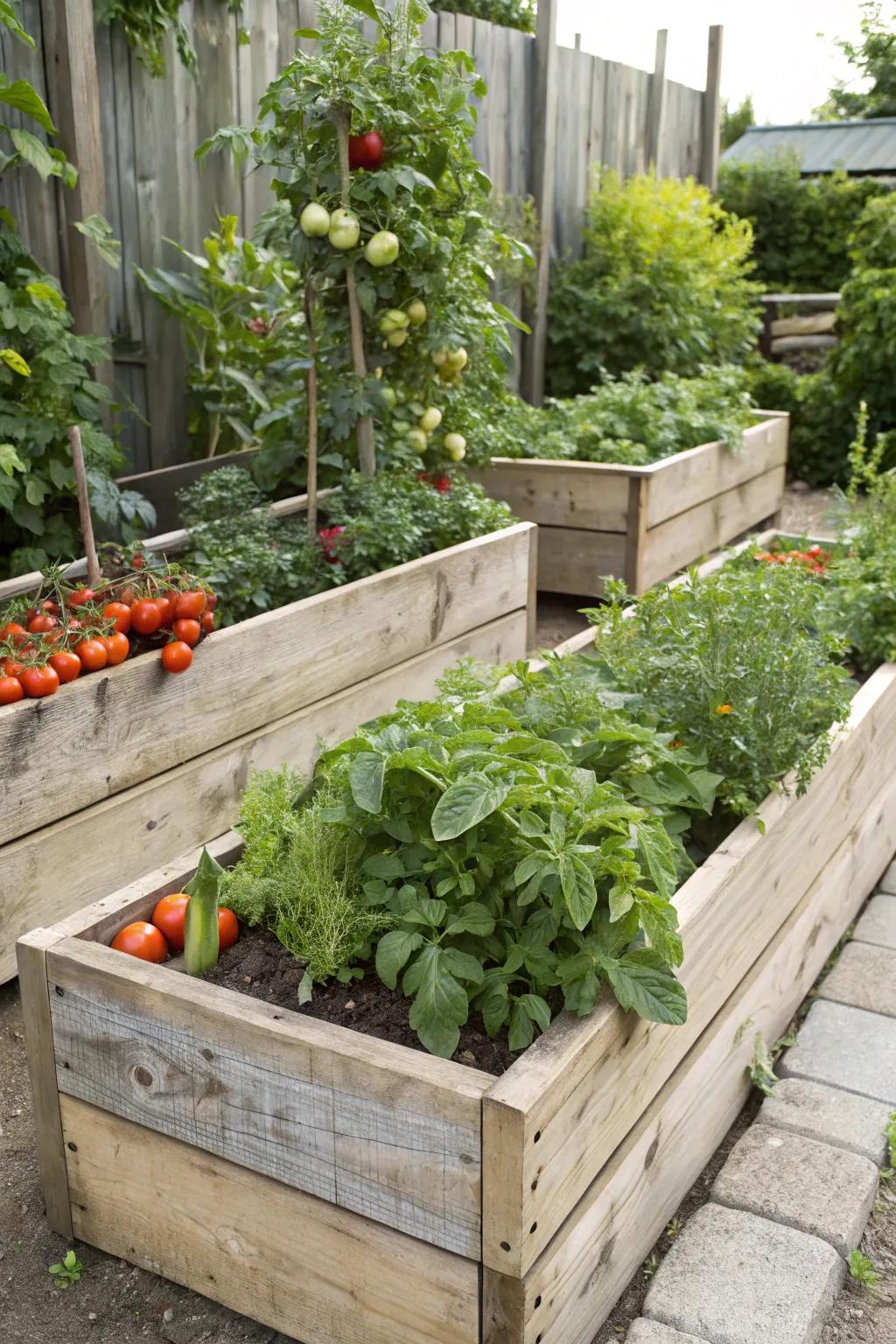 Unprocessed wood is a safe material for growing edible plants.