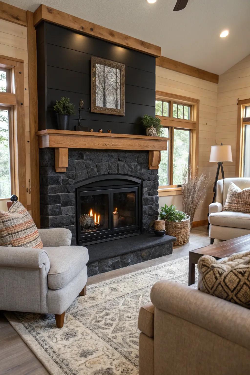 Achieve harmony using a combine of dark and natural timber components.