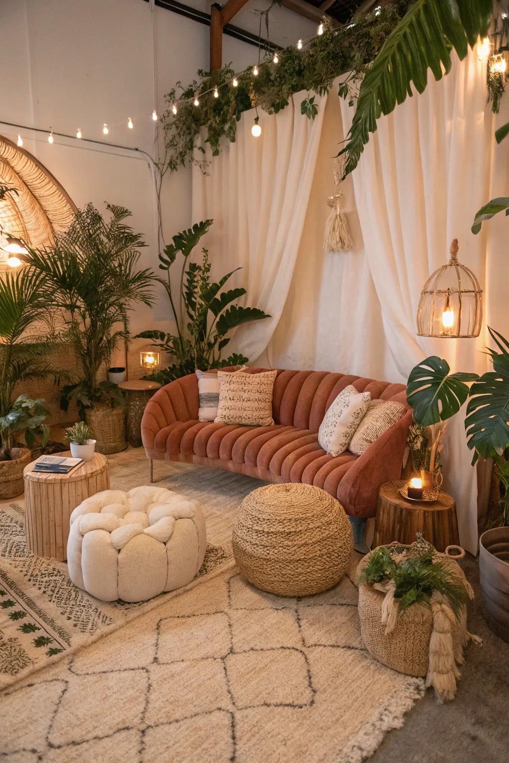 Organic shapes add flow and harmony to a boho space.