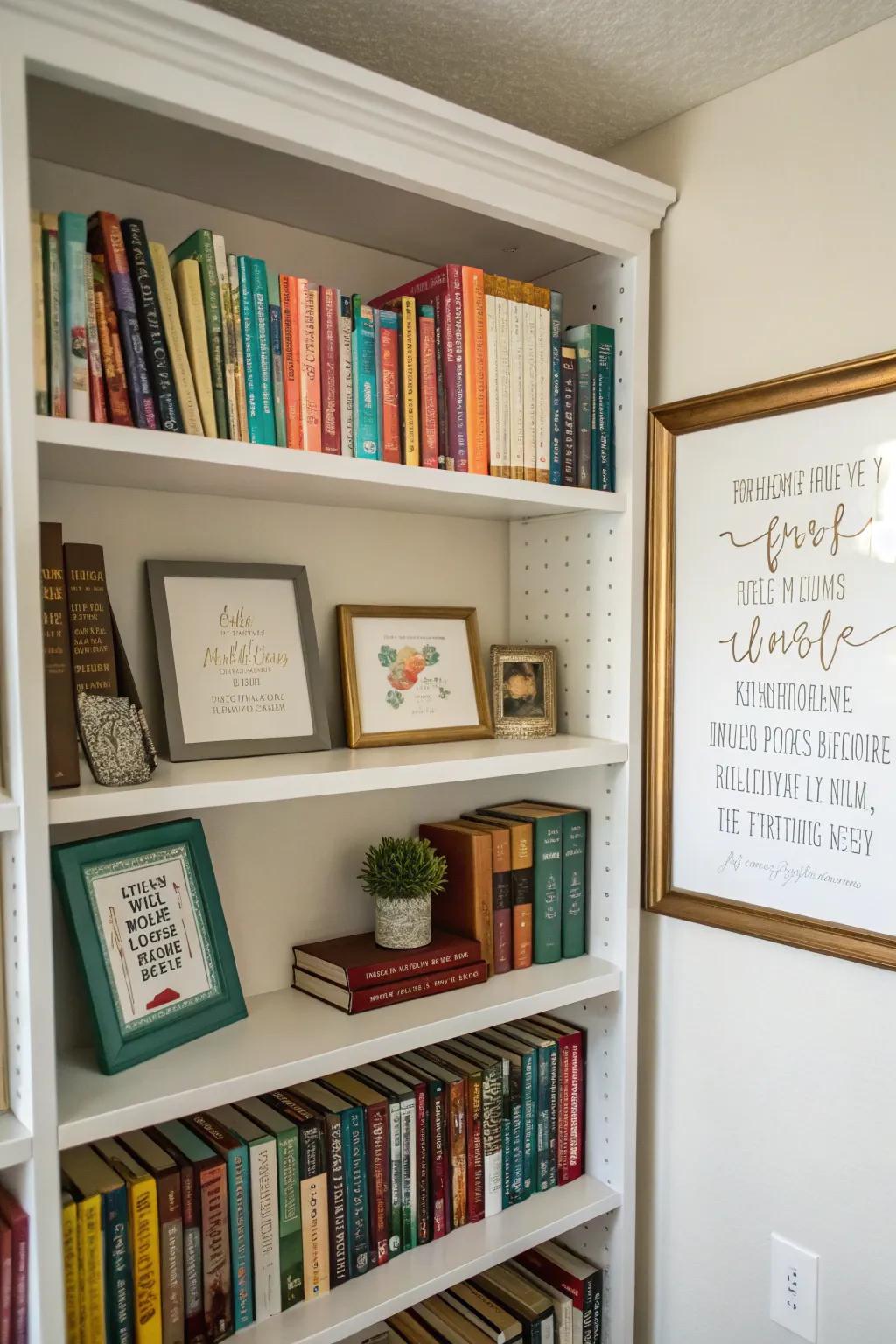 Books paired with quotations for a personal element.