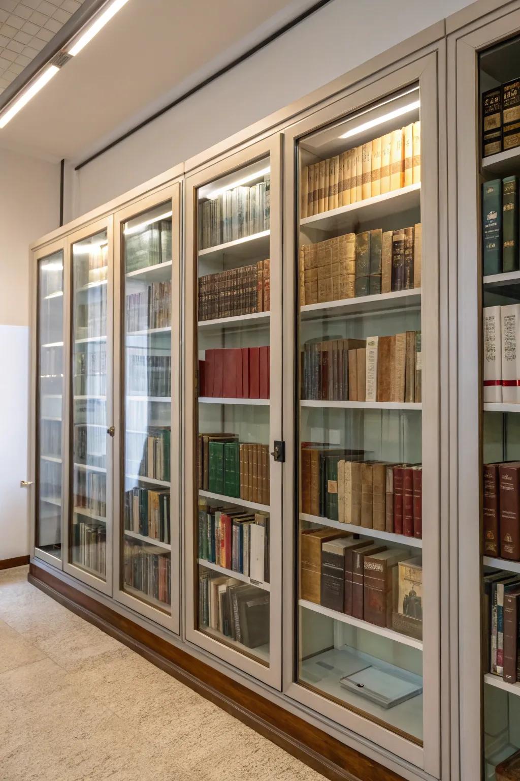 Elegant and practical: bookcases with glass fronts.