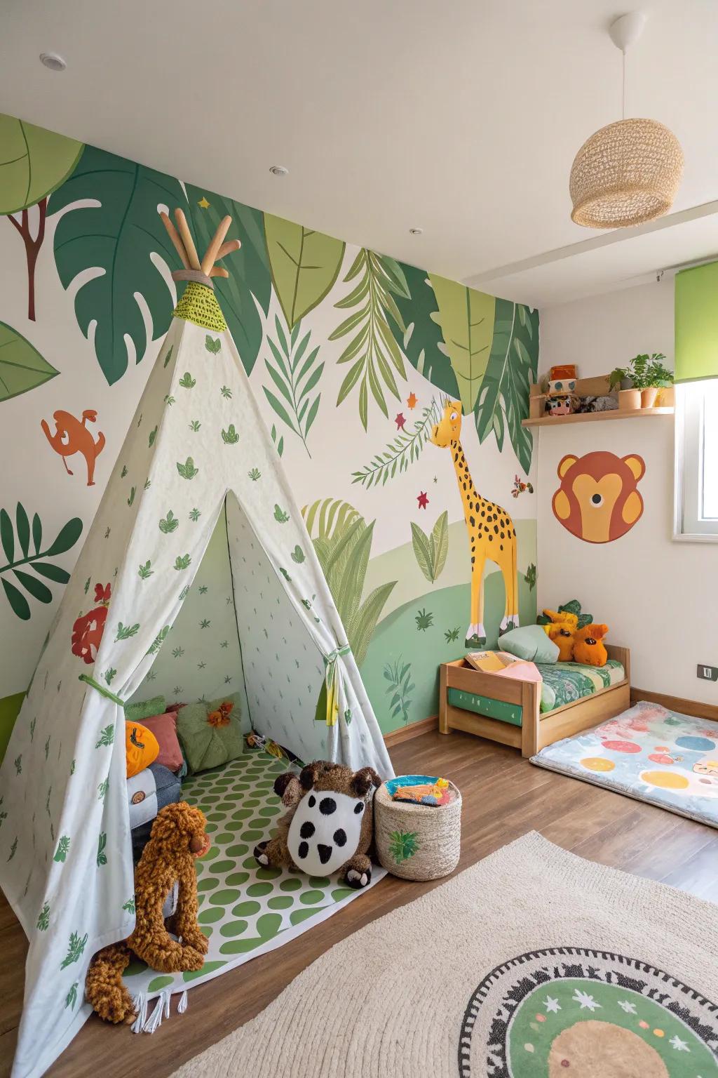 Themed elements bring personality and cohesion to the space.