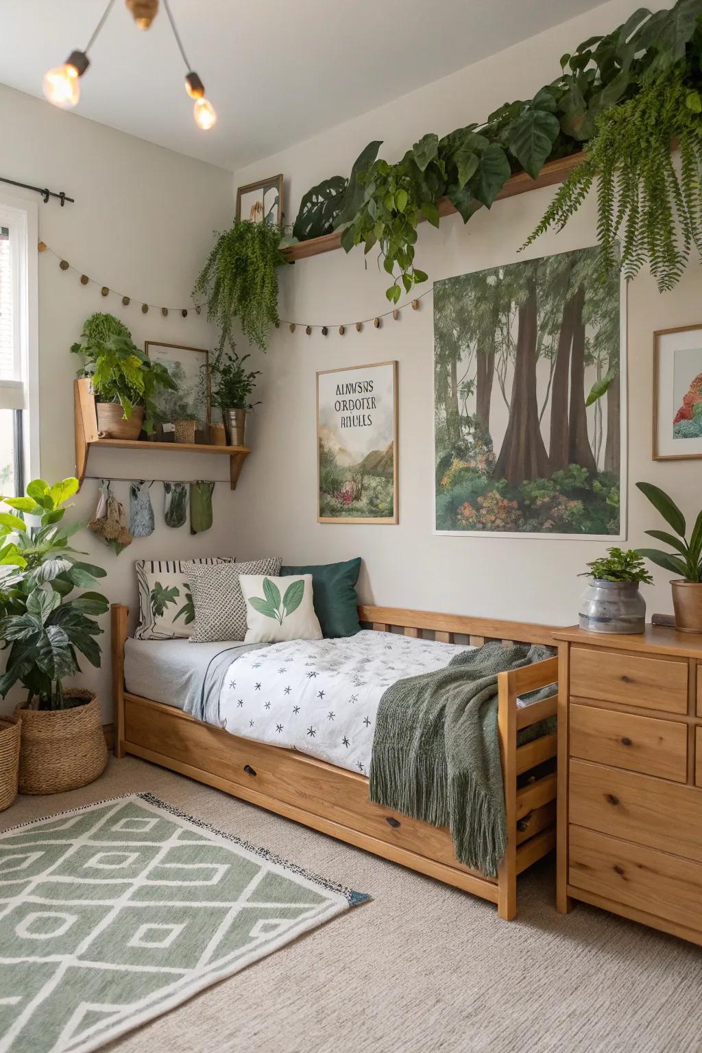 Create a serene retreat with nature-inspired daybed decor.