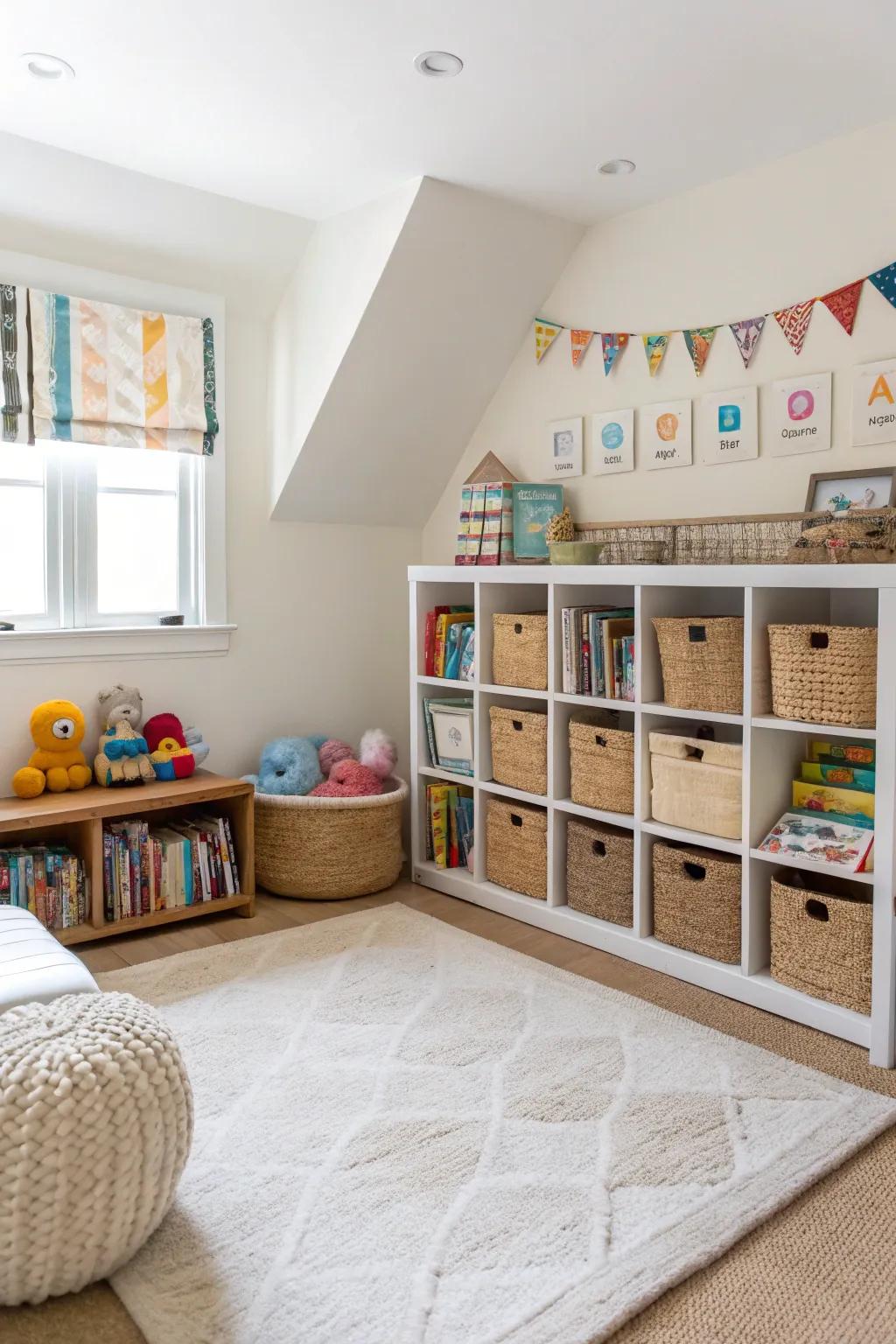 A dedicated play area encourages creativity and organized play.