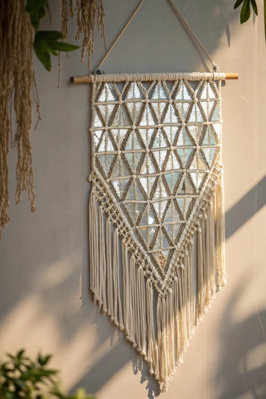 Mirrored wall hanging contributes style to any room.