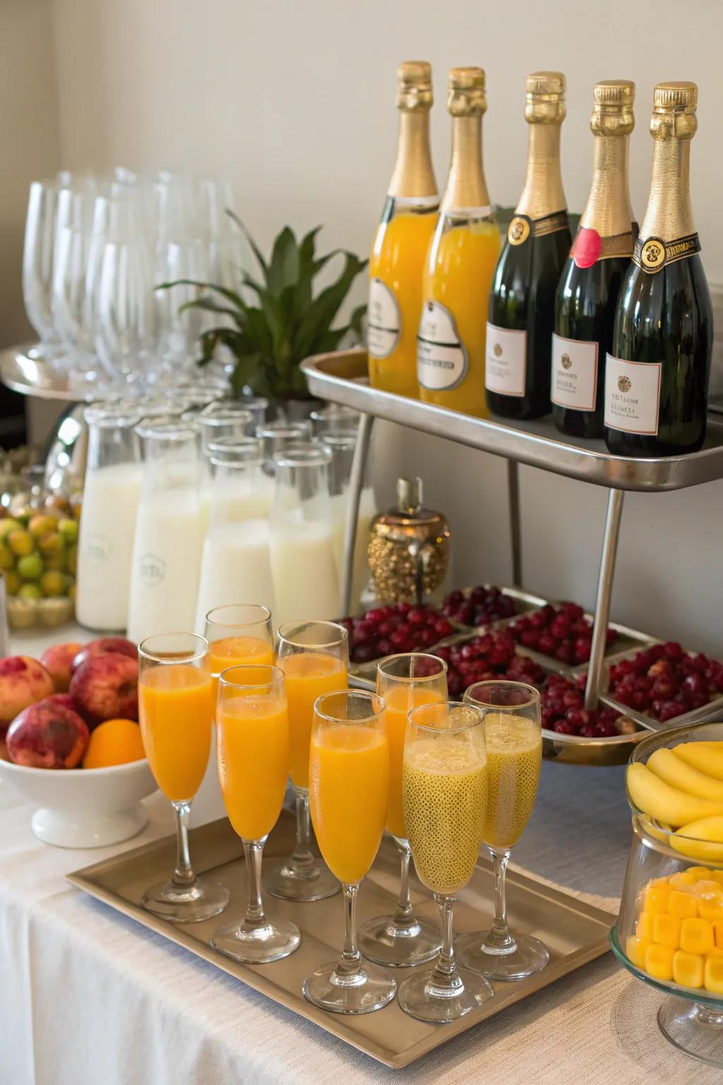 A sparkling beverage station that adds a touch of elegance to your brunch.