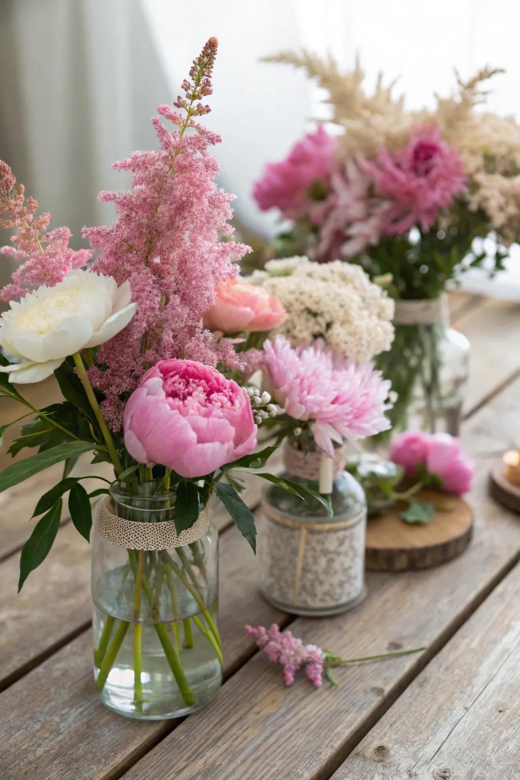 Experiment with fabrics for a visually striking arrangement.