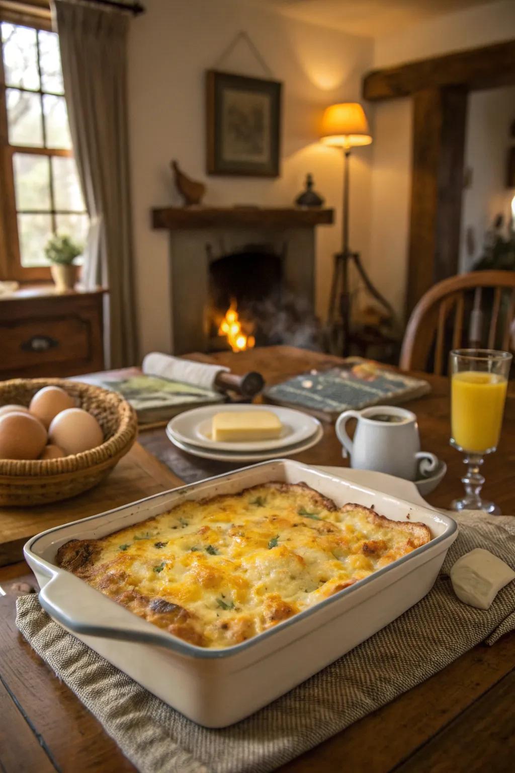 A savory breakfast casserole, ready to kickstart your day with flavor and nutrition.