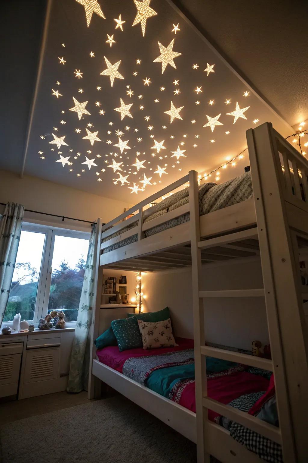 A starry ceiling infuses whimsy and magic.