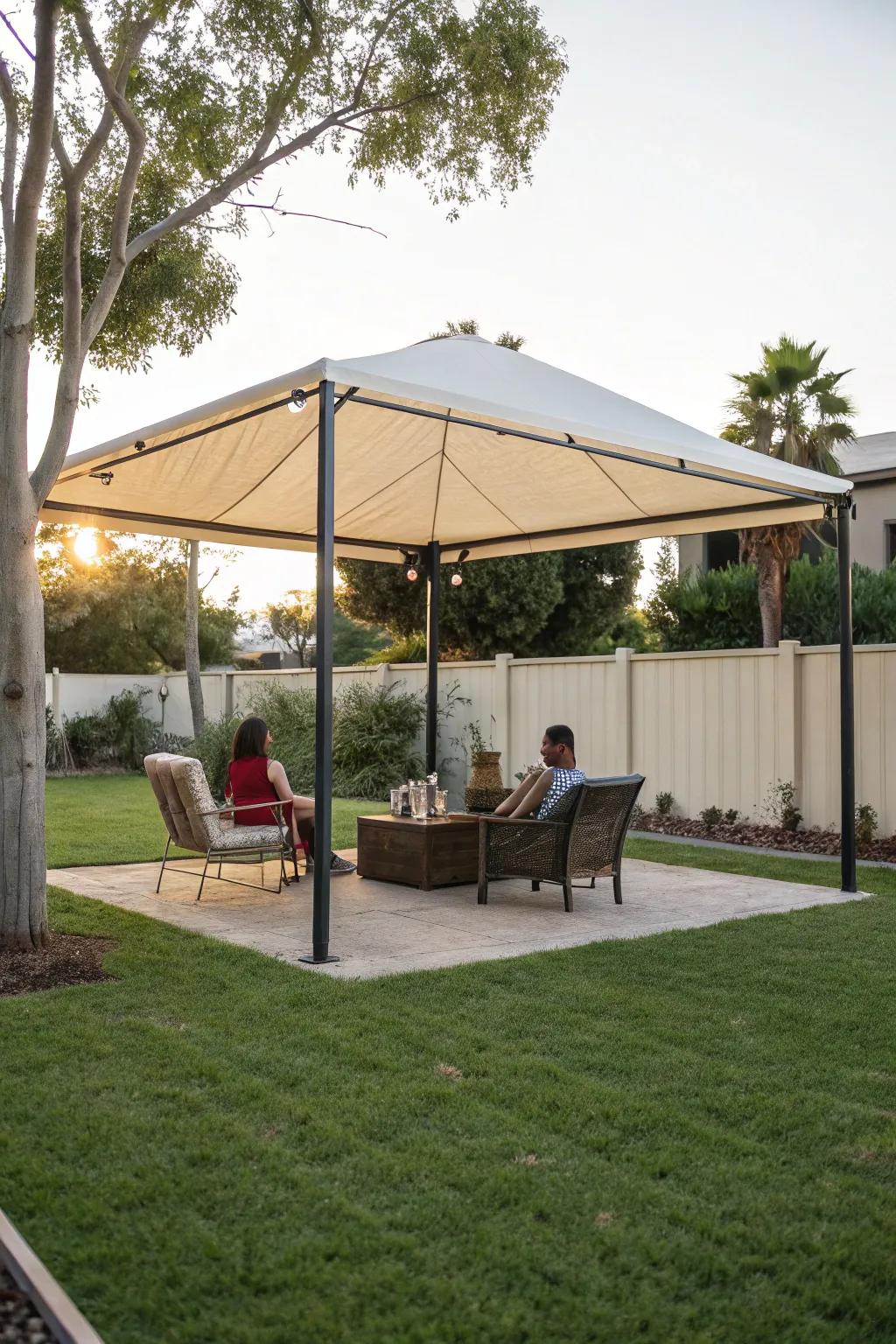 Detached structures allow flexibility in patio design.