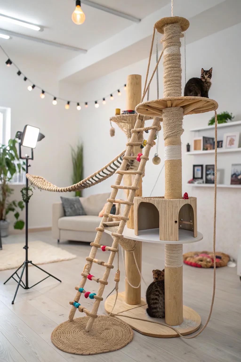 Unique DIY additions give a personal flair to your cat's playground.