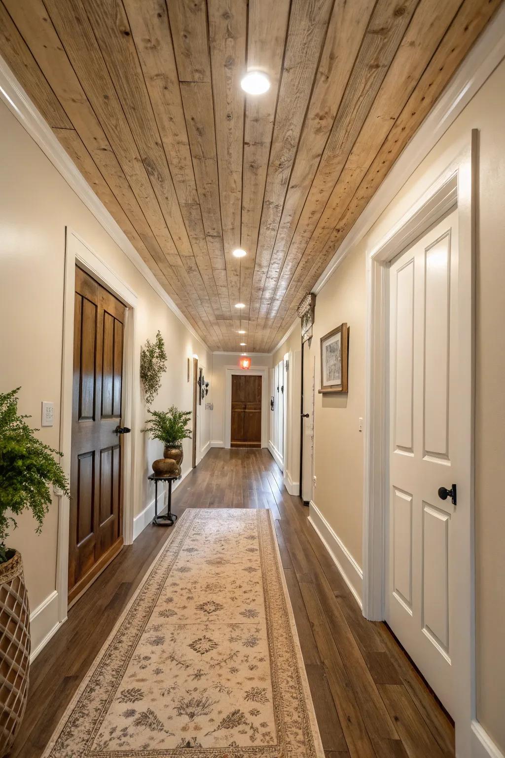 Shiplap ceilings for a farmhouse vibe.