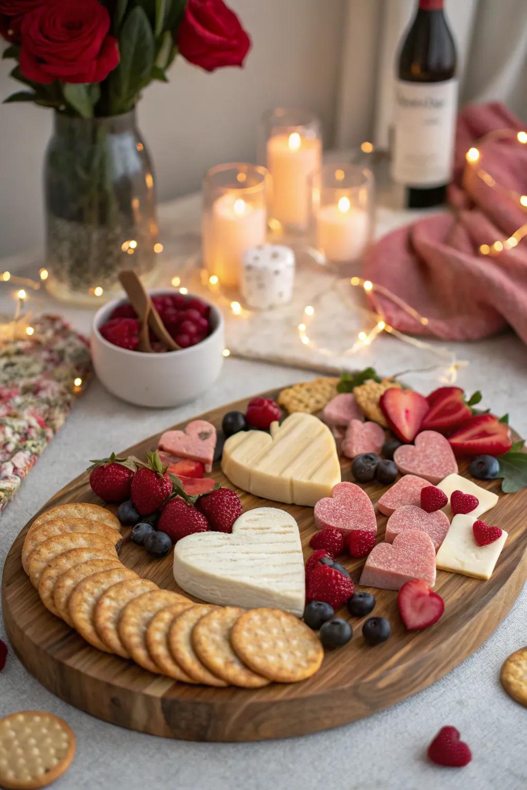 Romantic themed board with heart-shaped pieces.