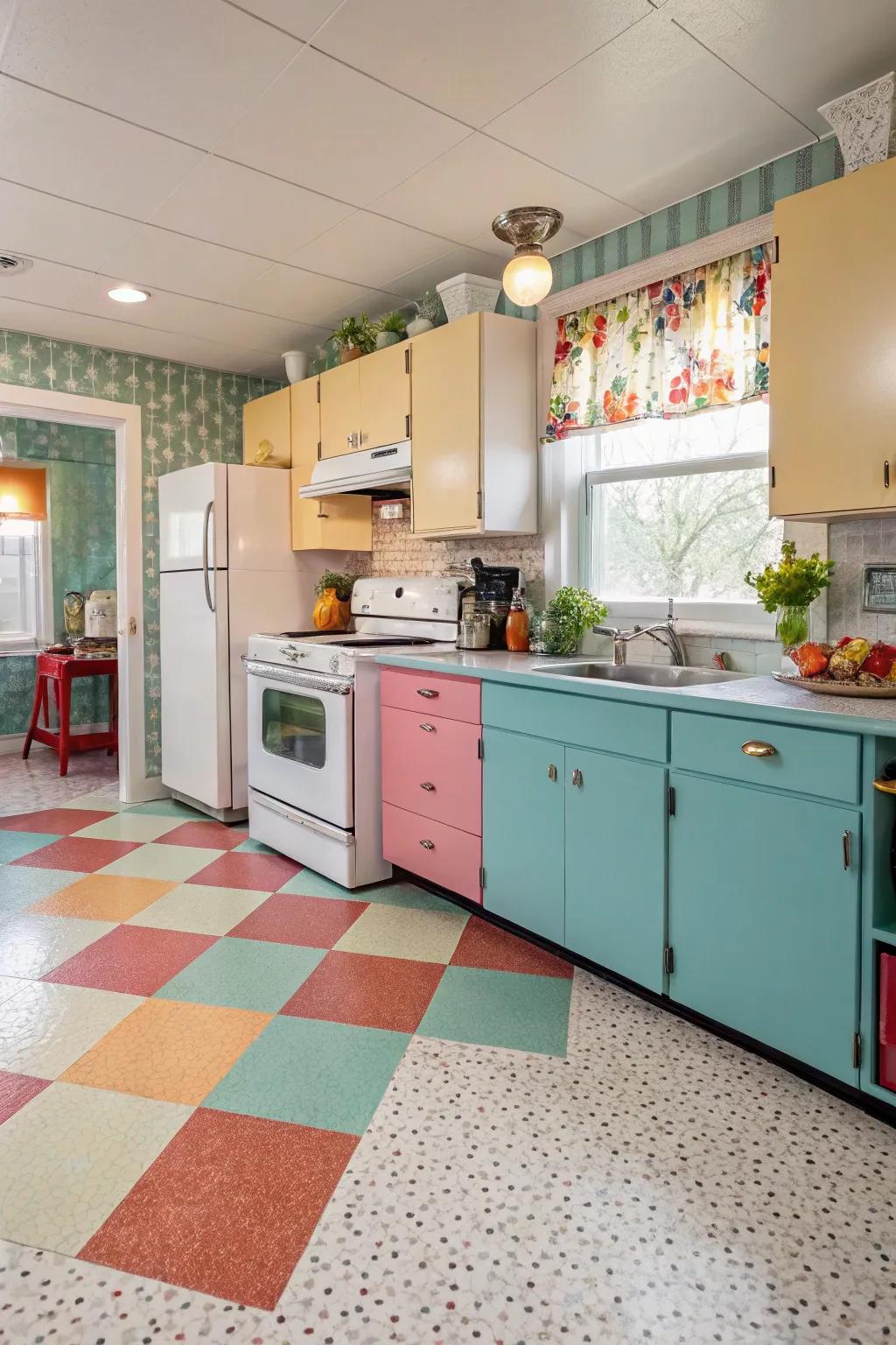 Revive the charm with vibrant and durable linoleum flooring.