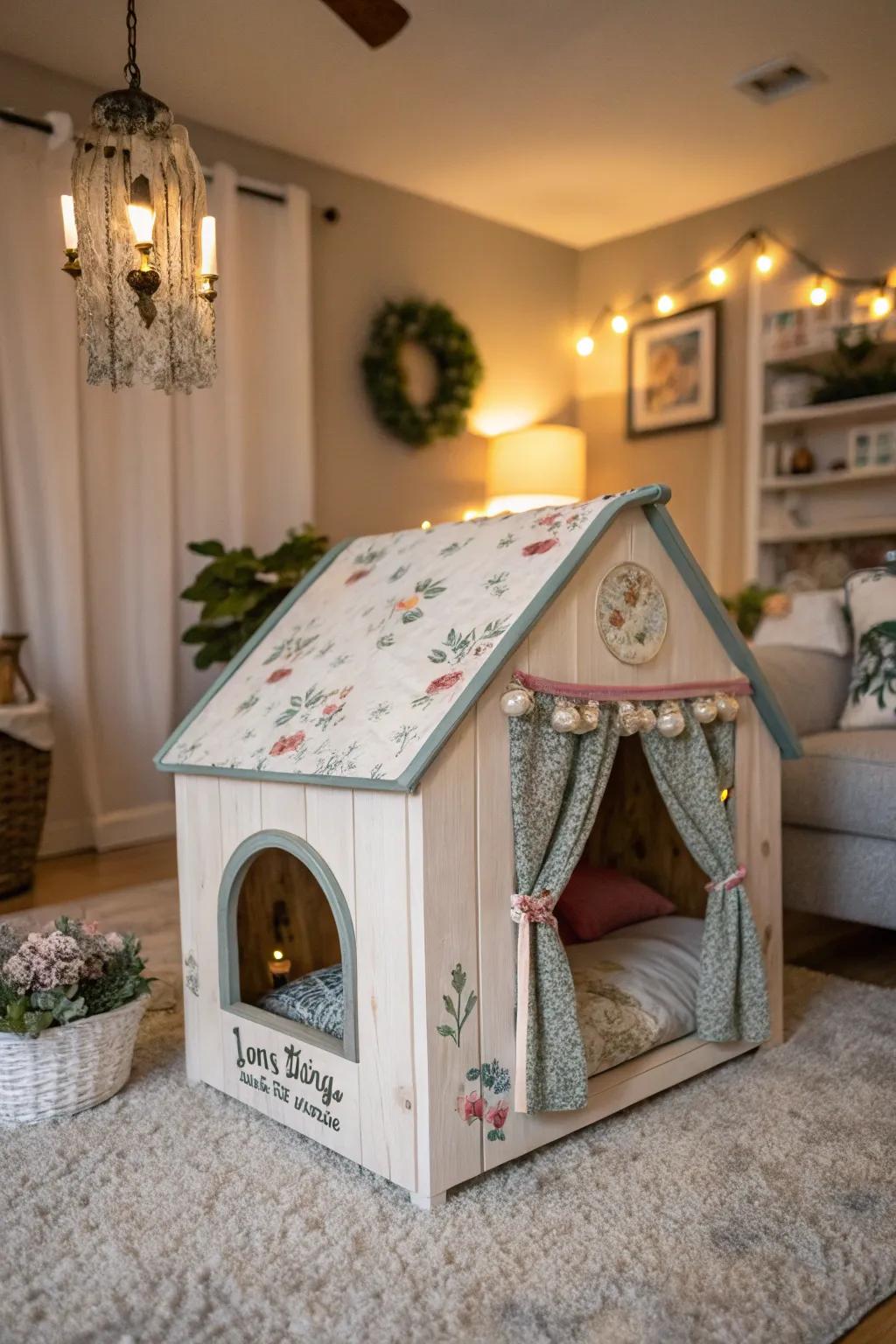 Personalize your kennel using paint and fabric for a unique touch.