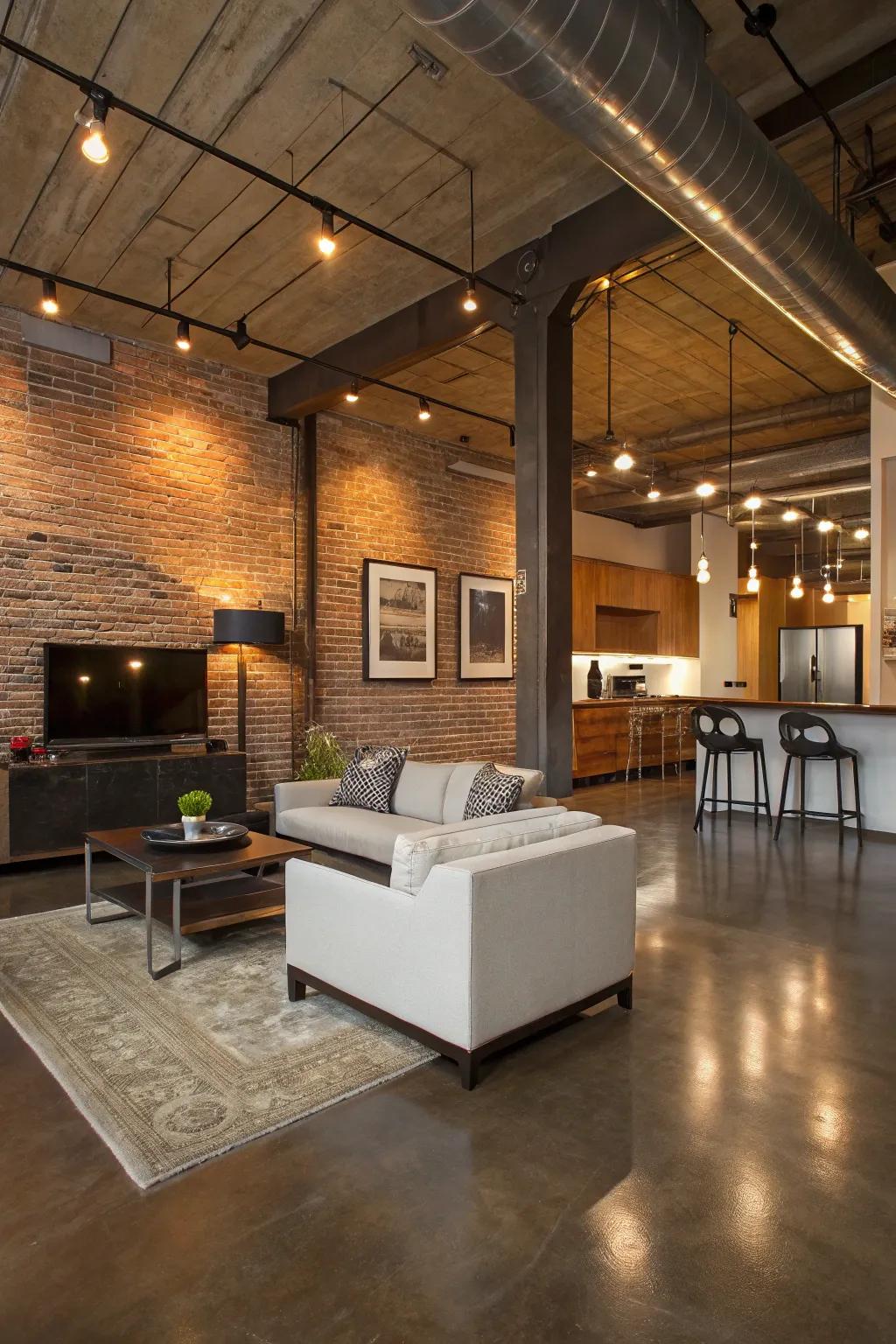Tinted earth provides a sleek, industrial style on a budget.