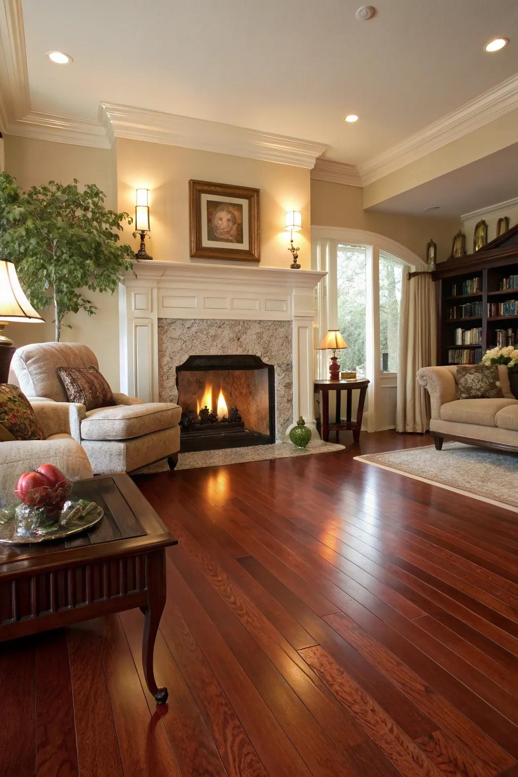 Hearths function as comforting and inviting core features.