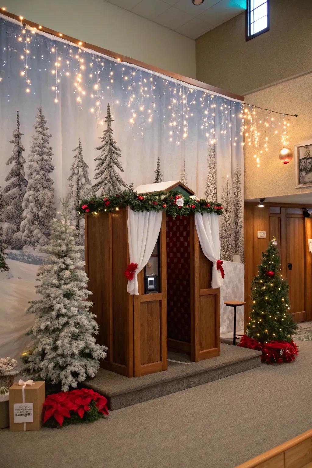 A festive photo booth captures cherished family memories.