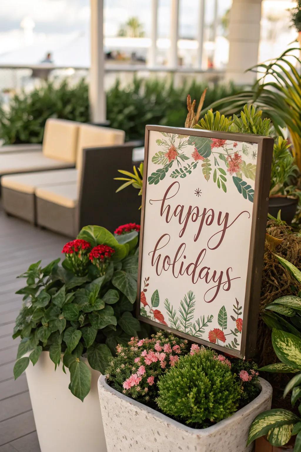 Signage introduces a personal element to your holiday arrangement.