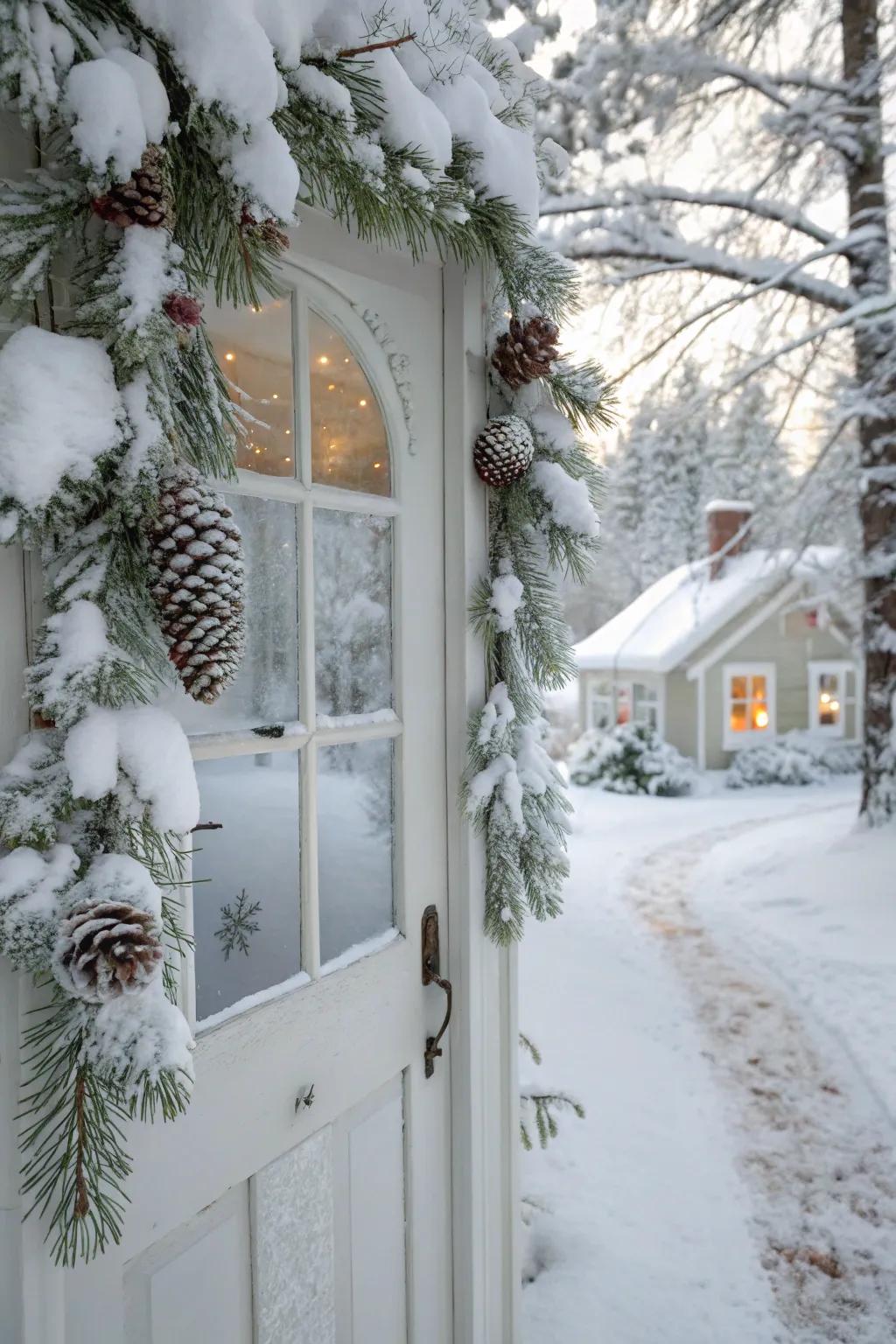 White elements bring a snowy charm.