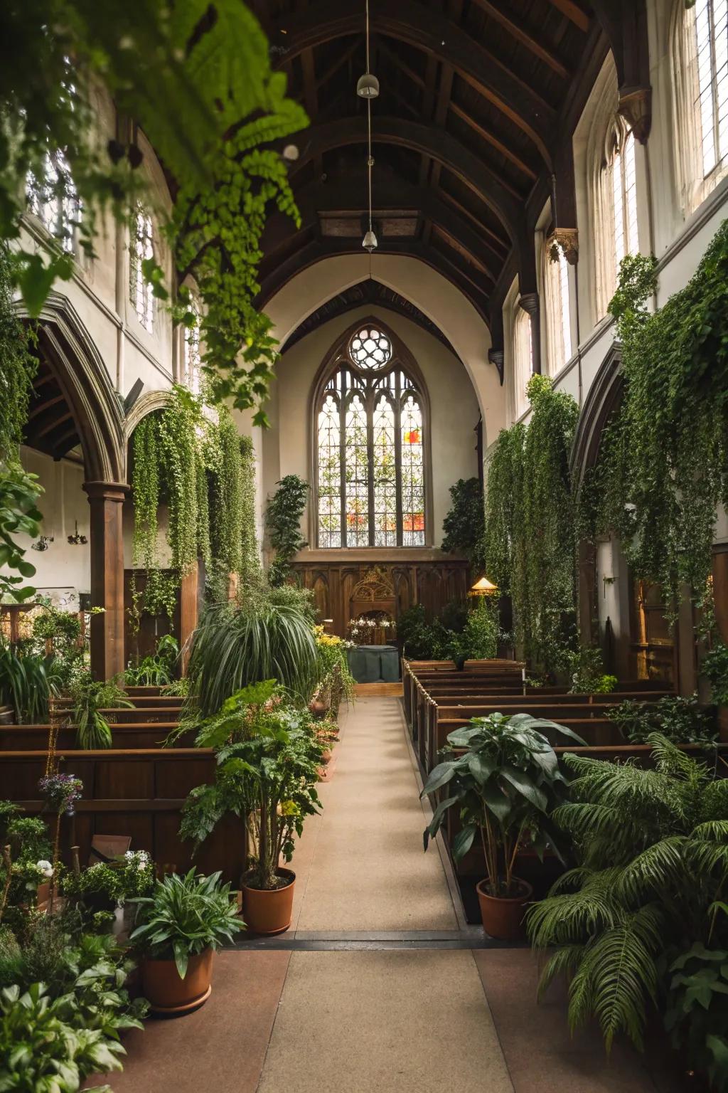 Verdure imparts a revitalizing touch to the historic space.