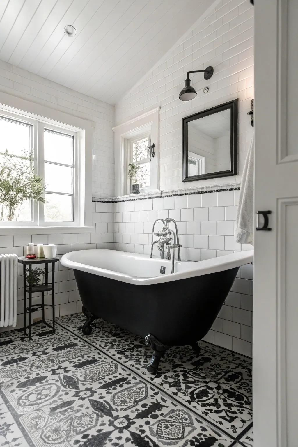 A stylish single-color bathroom where contrast creates drama.