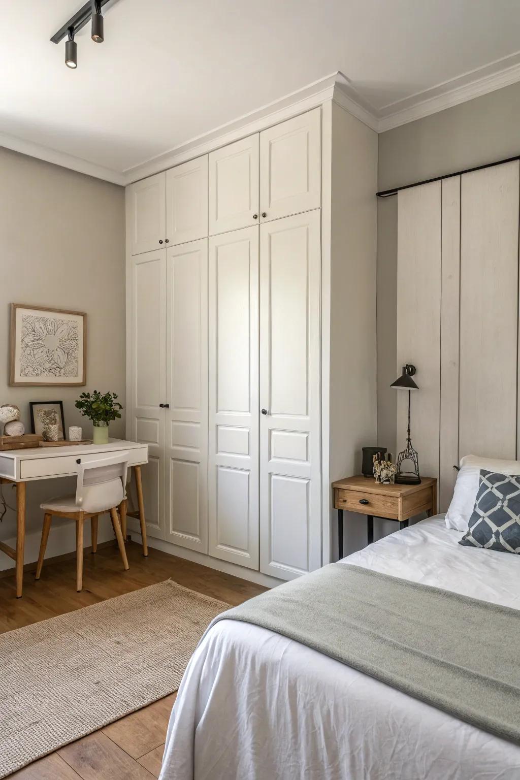 In-wall partitions produce a seamless, minimalist design.