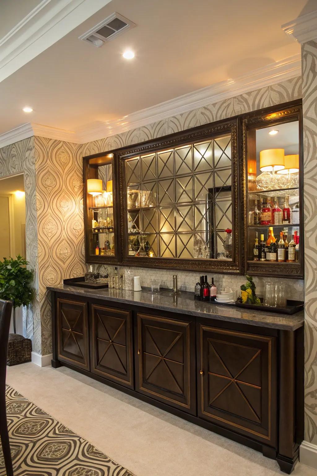 Reflections and backgrounds contribute depth and sophistication.