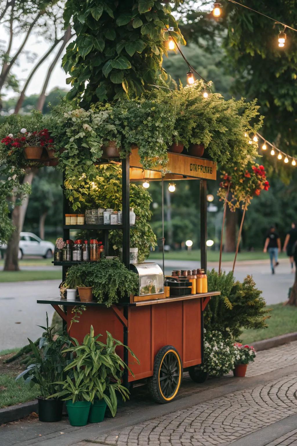 Bring in fresh air with plants on your coffee cart.