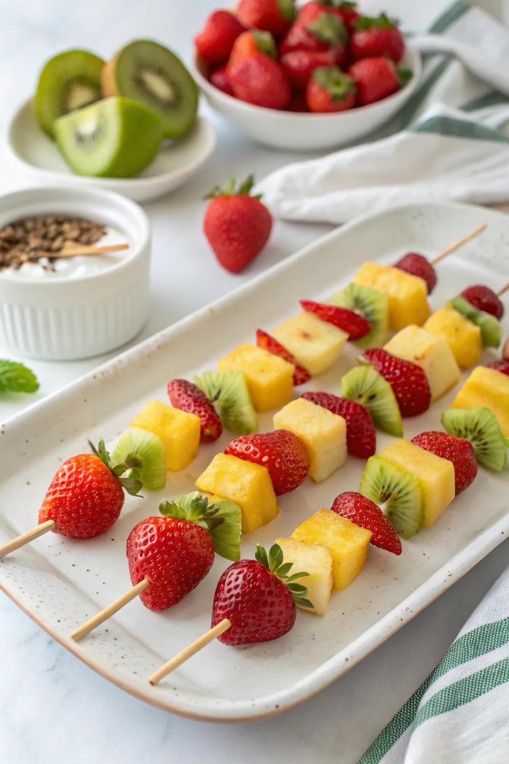 Vibrant fruit rods, a healthy and fun snack option.