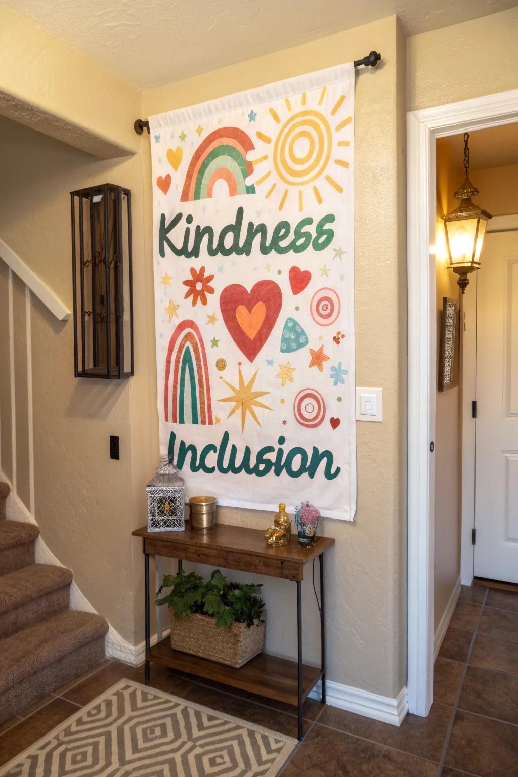 Empathy expression poster welcoming guests in an entryway.