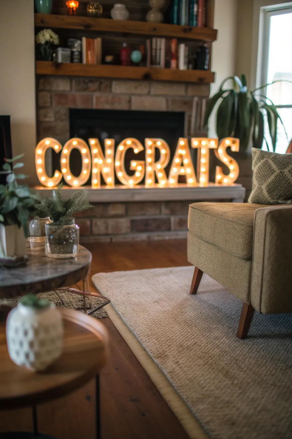 Stage letters infuse a delightful, retro vibe.