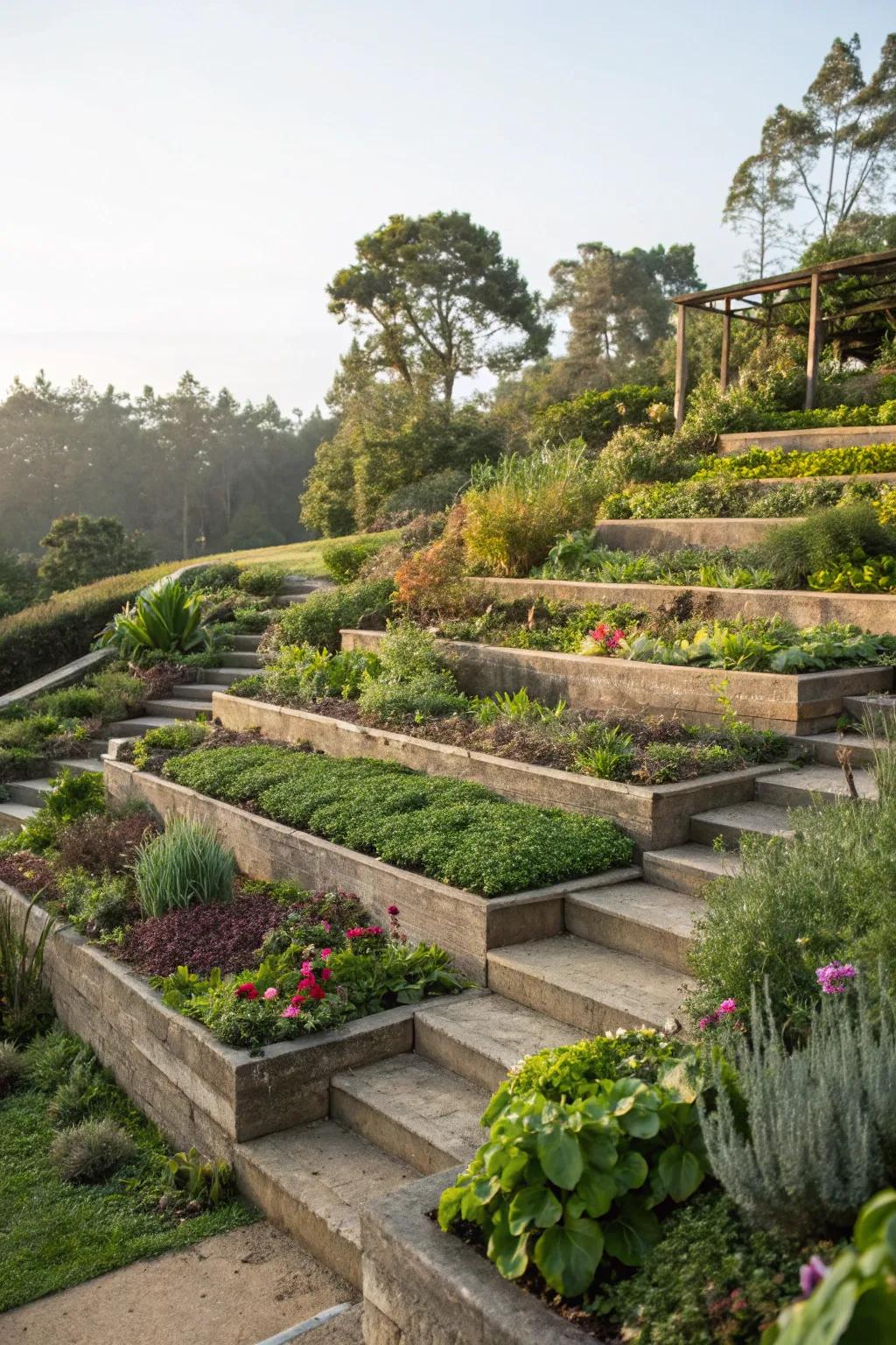 Terracing introduces depth and character.