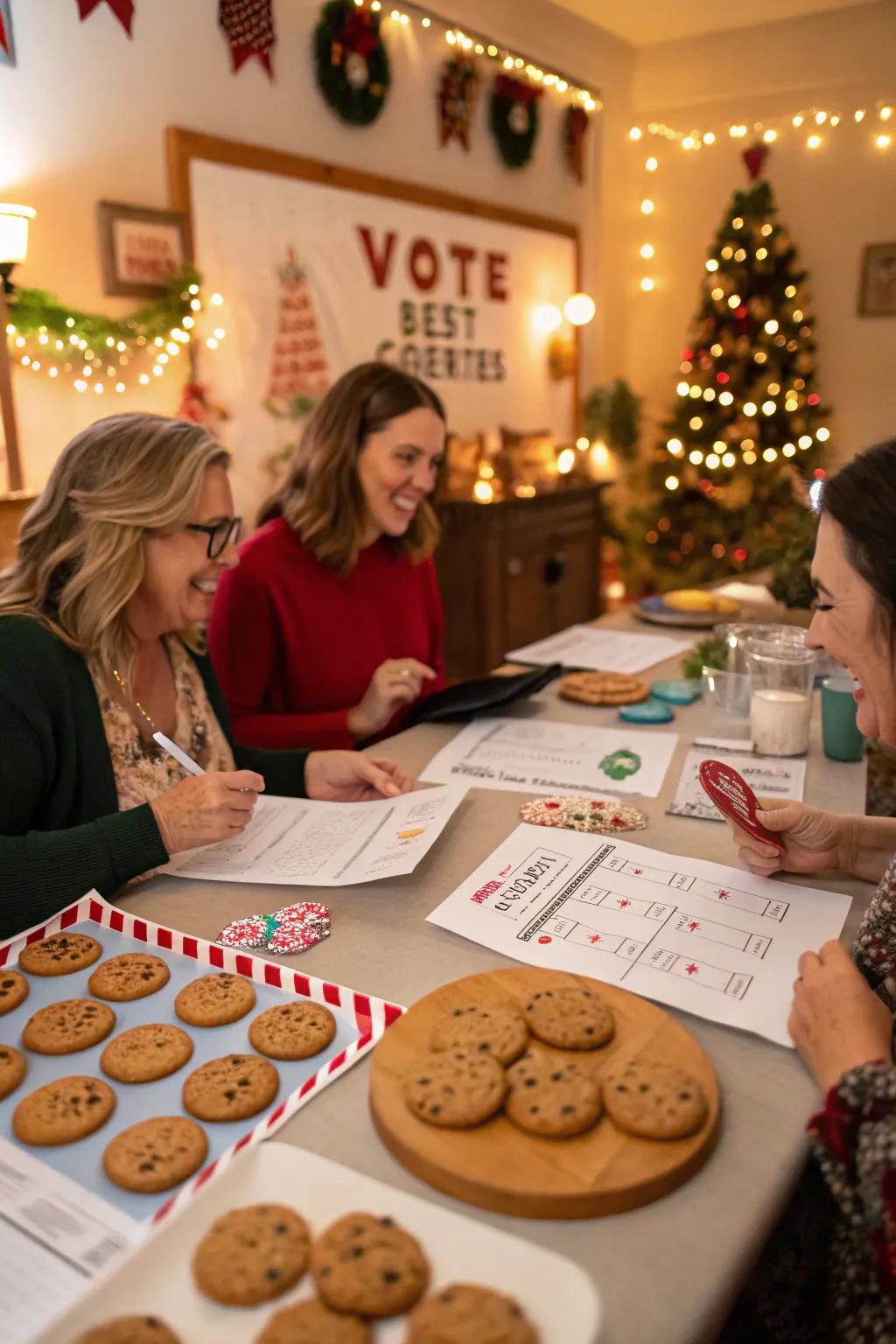 Guests participating in a friendly cookie competition.