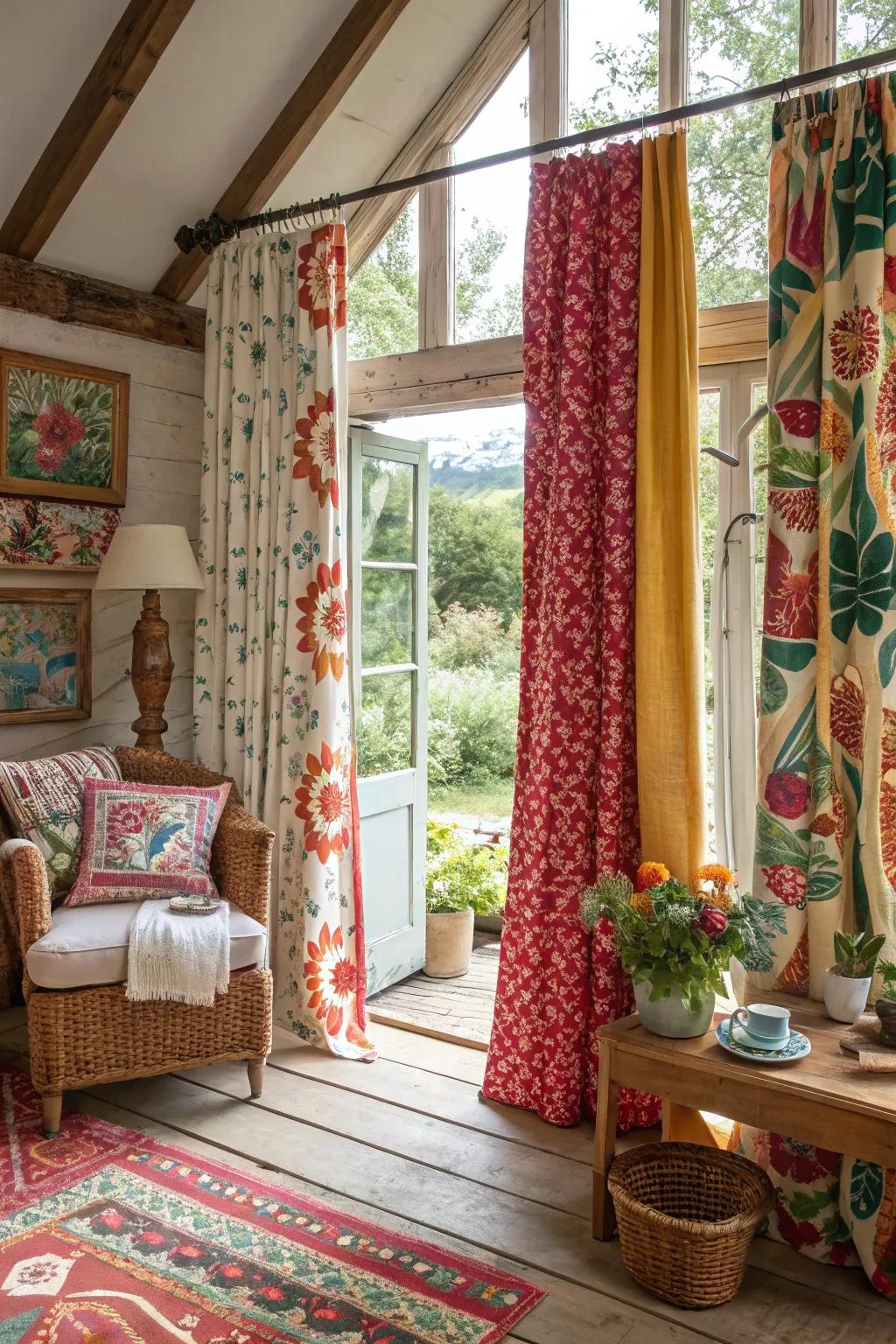 Bold patterns bring a lively and dynamic energy to cottage settings.