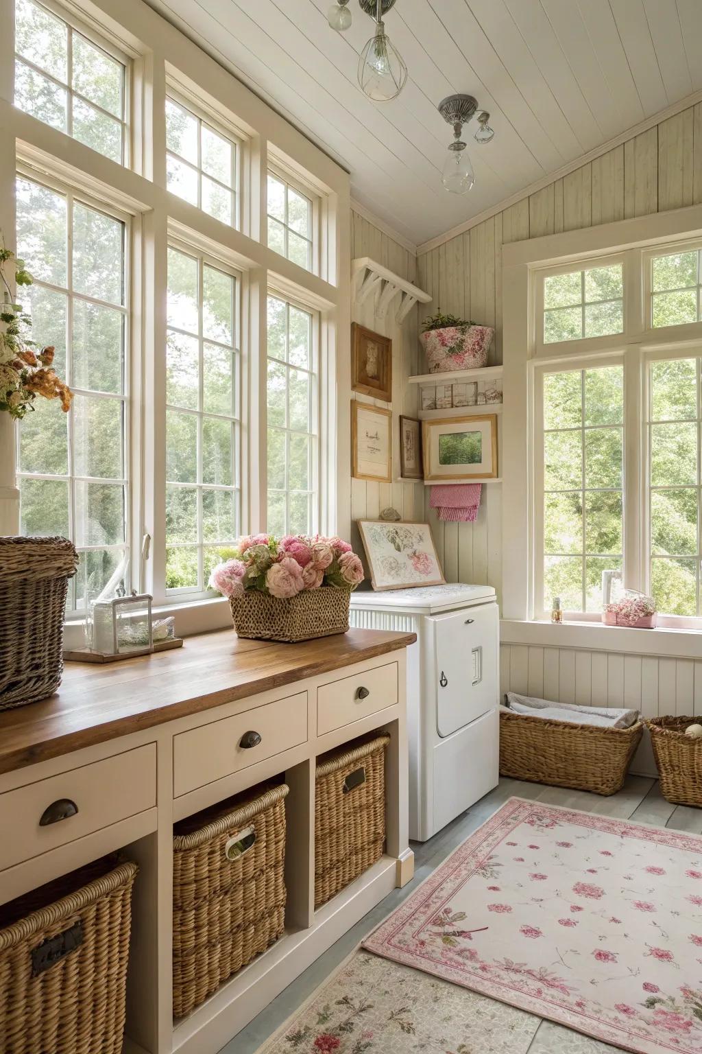 Natural light enriches the spacious, airy sensation of the area.