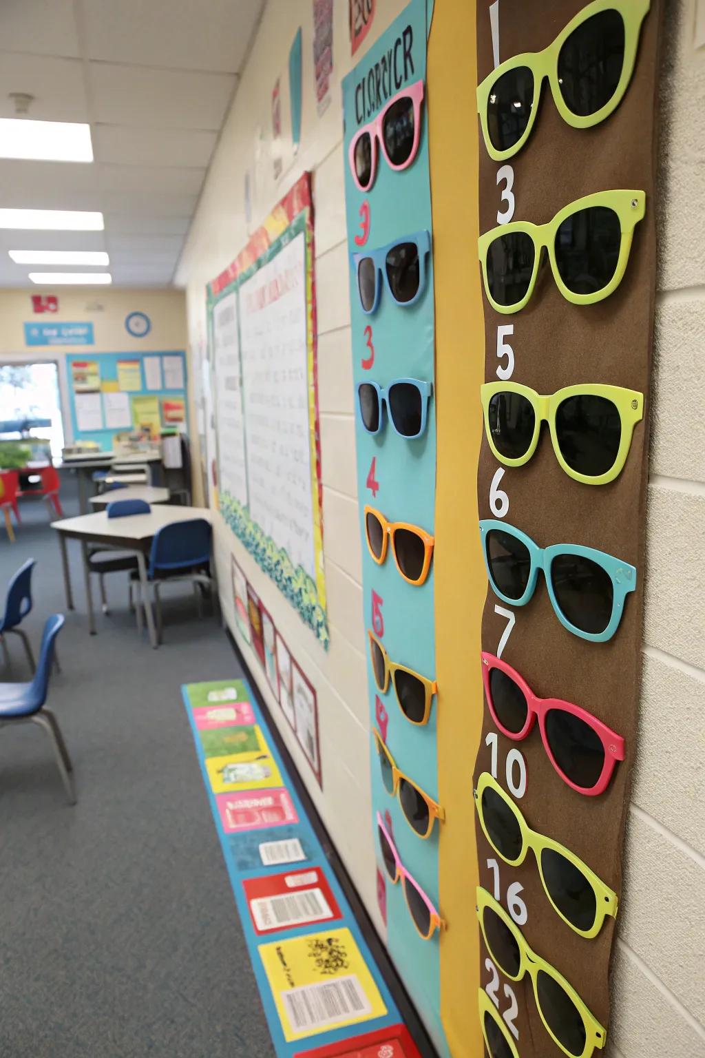 Sunglasses countdown bringing good vibes to the classroom.