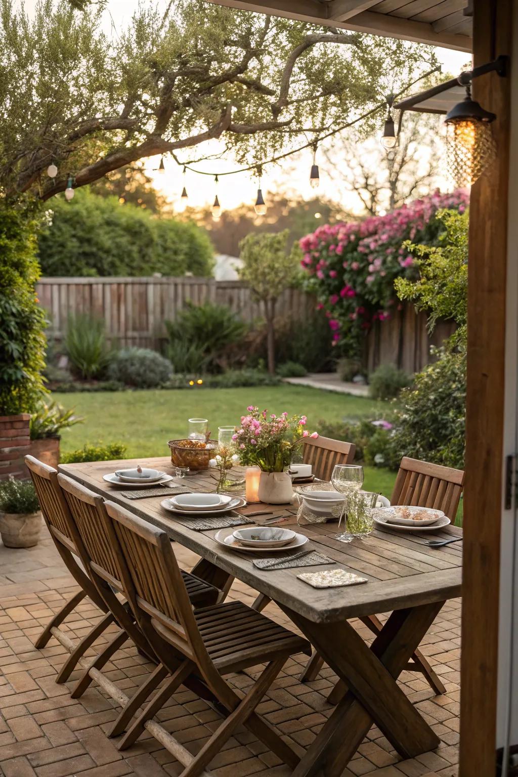 Outdoor dining spaces are ideal for outdoor meals.