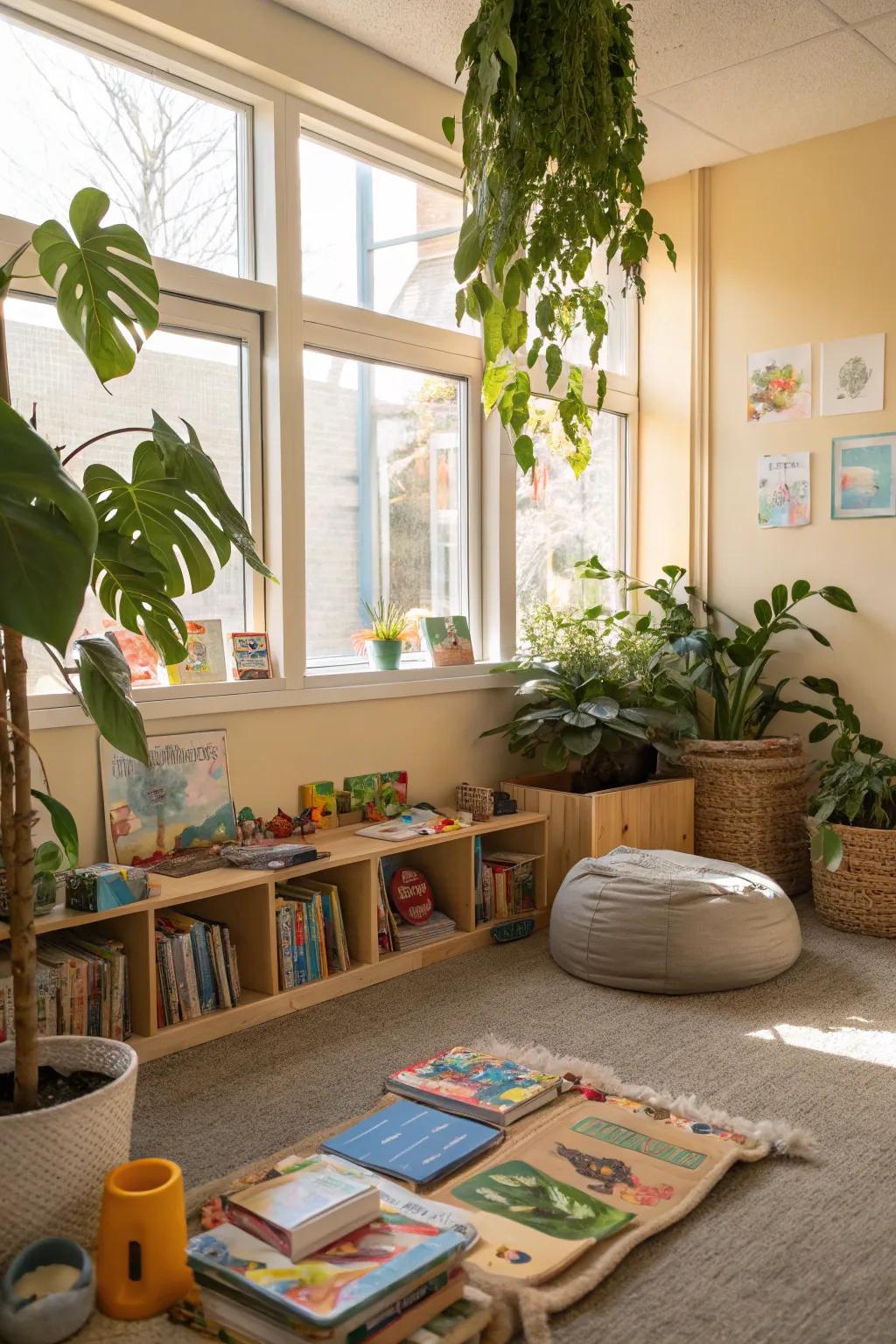 Indoor foliage brings nature and tranquility to the corner.