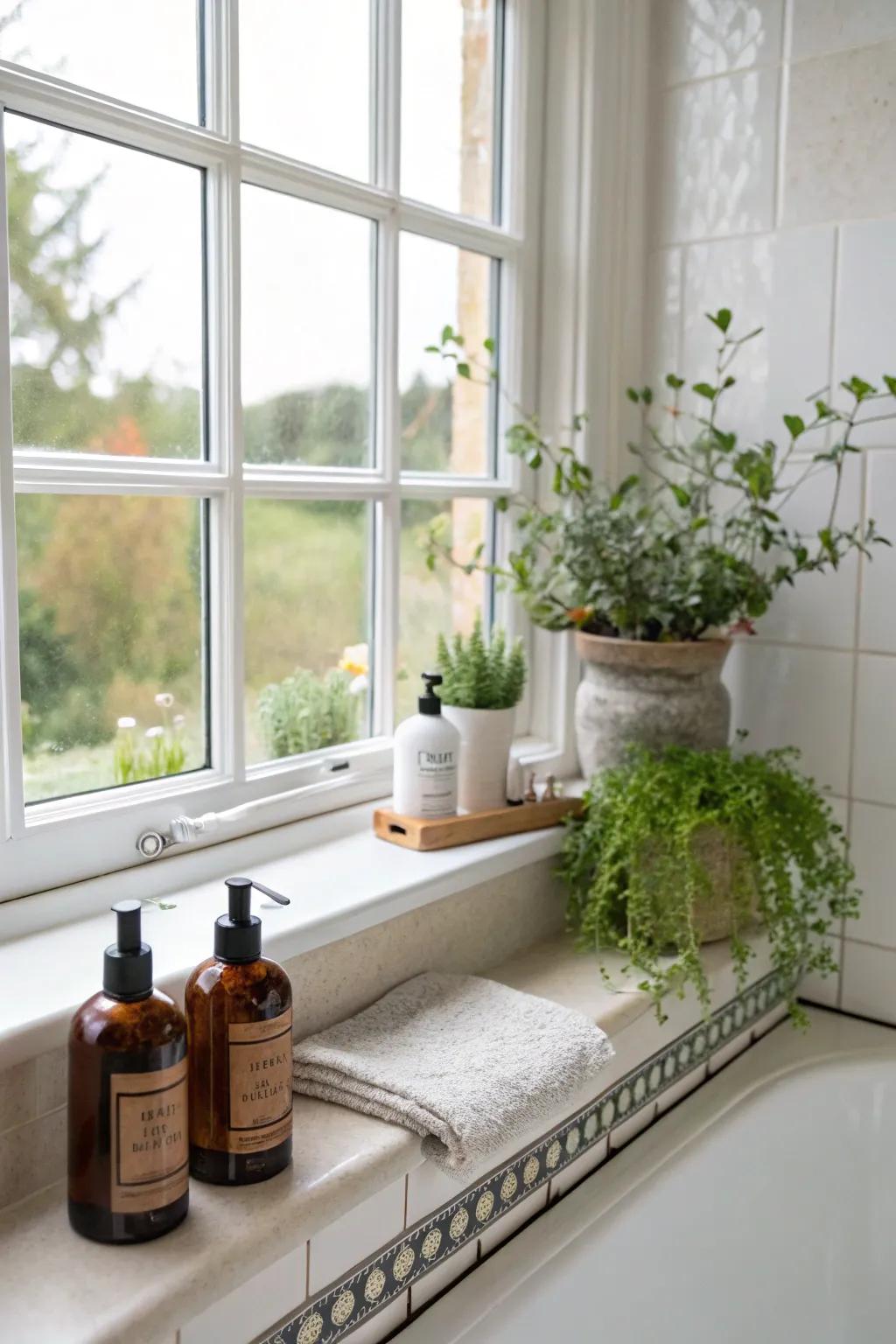 Window sills act as attractive locations for ornamental storage.