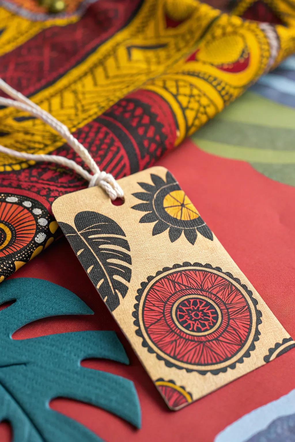 A colorful and textured price label that produces a visually compelling combination.