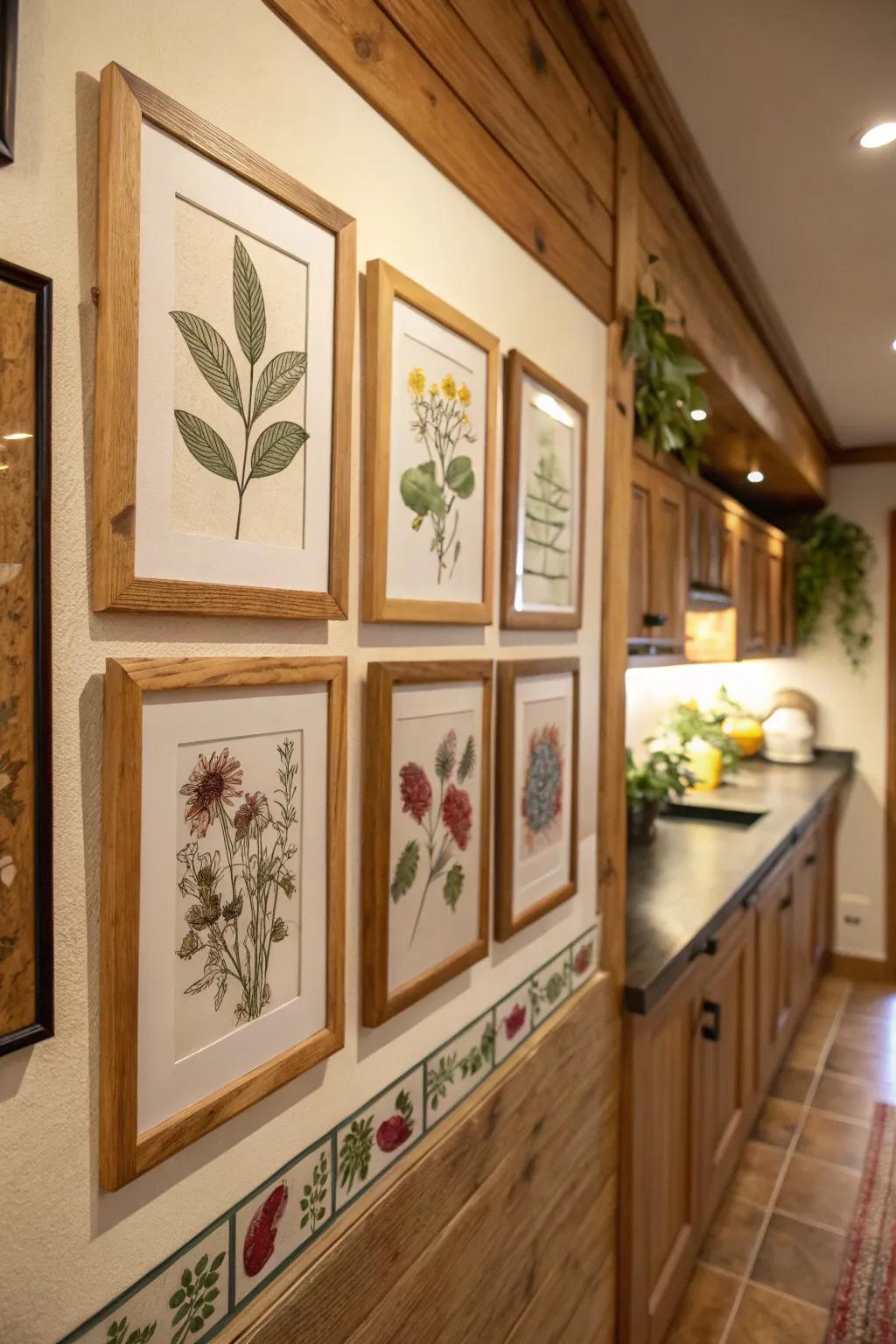 Natural elements give picture displays a warm and rustic quality.