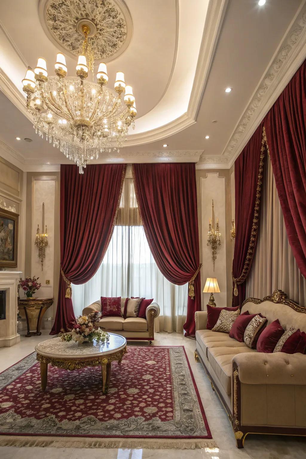 Luxurious drape bring a sense of elegance and grandeur.
