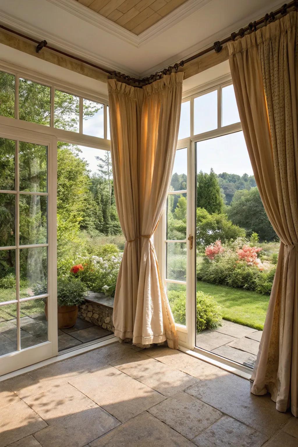 Natural hues in coverings bring warmth and balance to your sunroom.